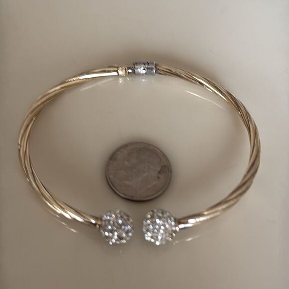 Sterling Silver 14K GP LEAU Twist Clamper Cuff Bracelet - Picture 4 of 5